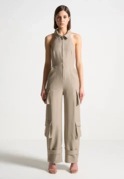 Tailored Halterneck Cargo Jumpsuit
