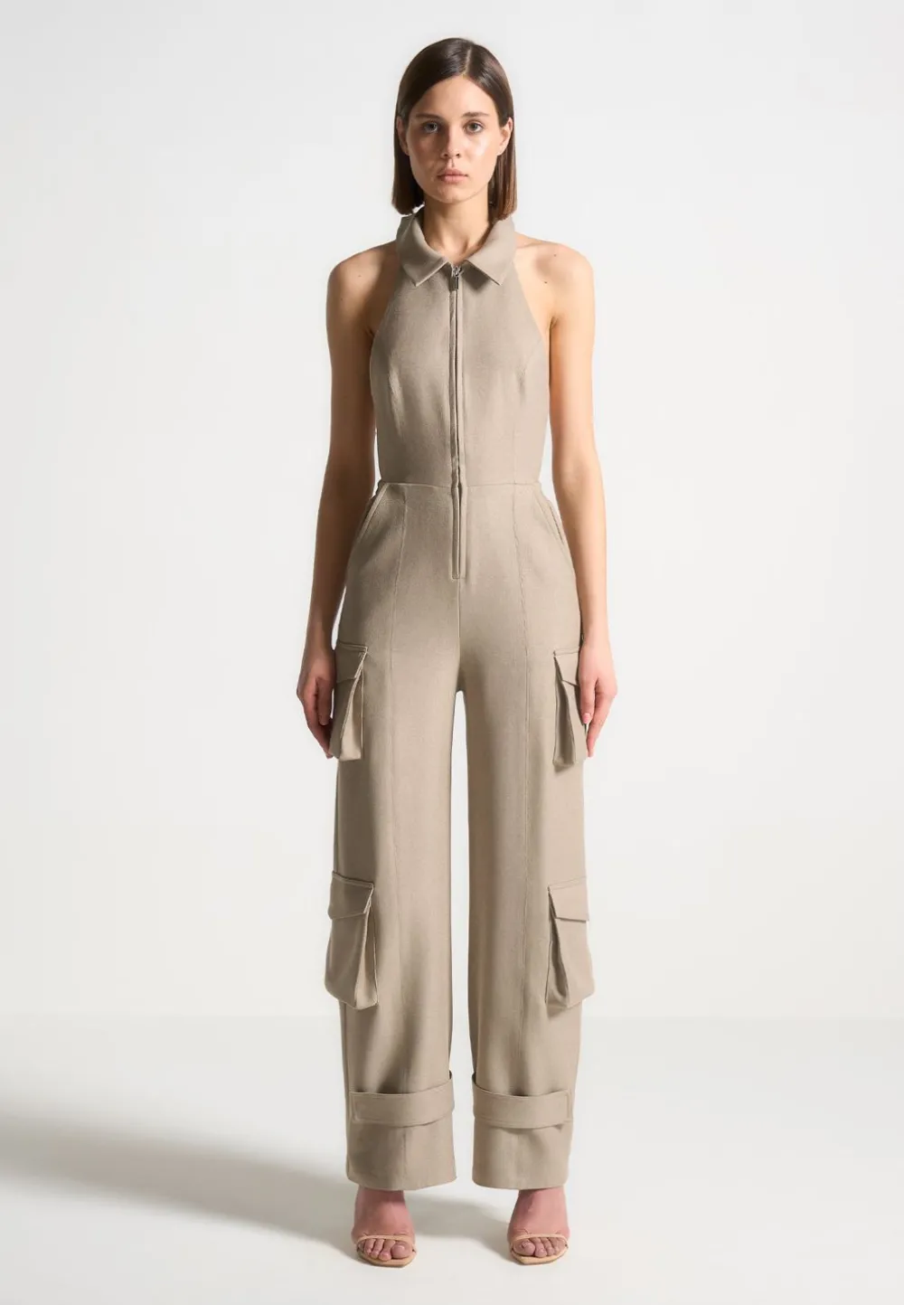 Tailored Halterneck Cargo Jumpsuit