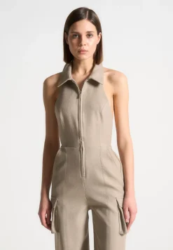 Tailored Halterneck Cargo Jumpsuit