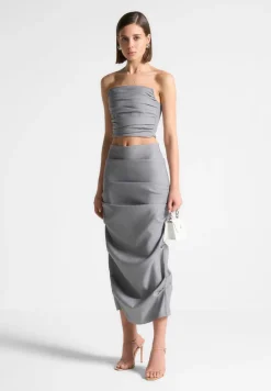 Tailored Pleated Bandeau Corset Top