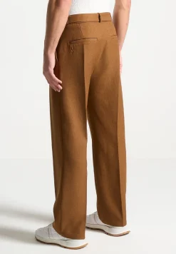 Textured Belted Tailored Trousers
