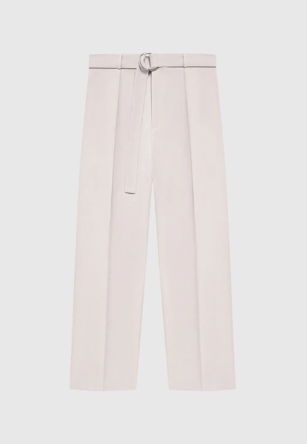 Textured Belted Tailored Trousers