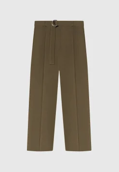Textured Belted Tailored Trousers
