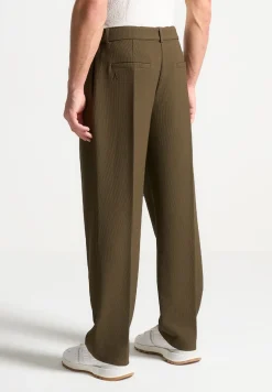 Textured Belted Tailored Trousers