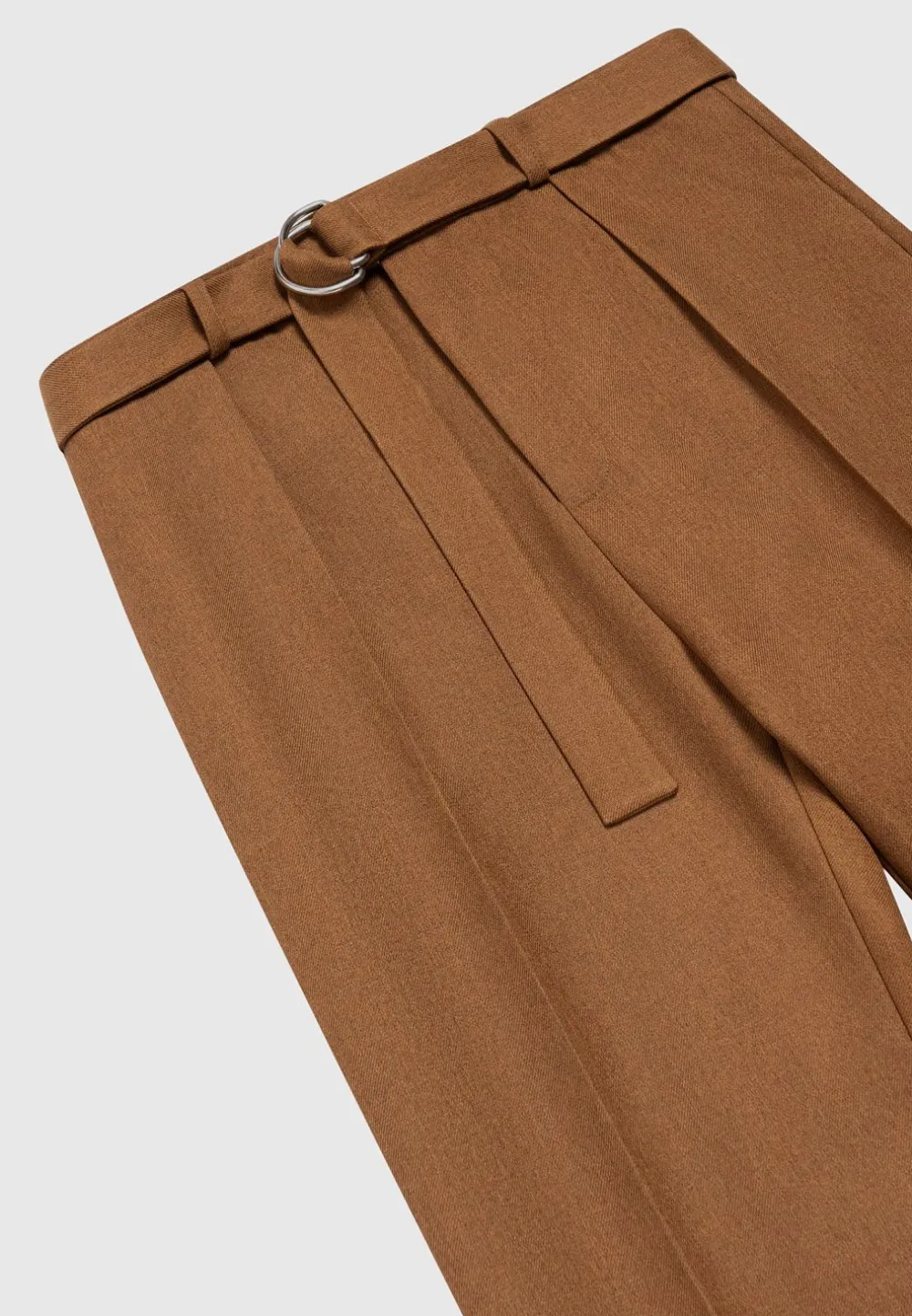 Textured Belted Tailored Trousers