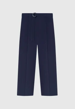 Textured Belted Tailored Trousers