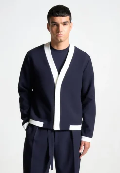 Textured Contrast Cardigan