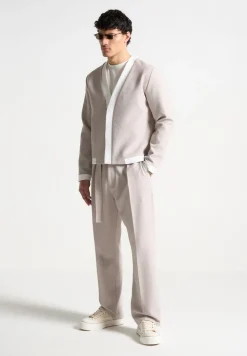 Textured Contrast Cardigan