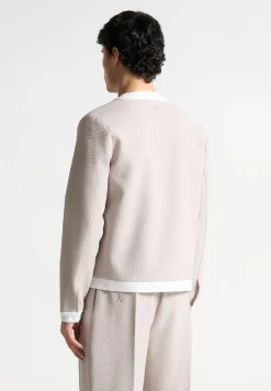 Textured Contrast Cardigan