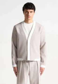 Textured Contrast Cardigan