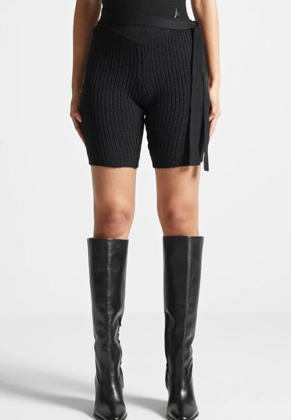 Tie-Up Knitted Cycling Shorts