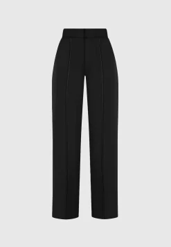 Trousers With Vegan Leather Pintuck