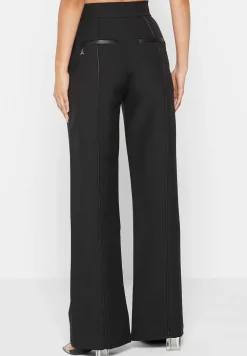 Trousers With Vegan Leather Pintuck