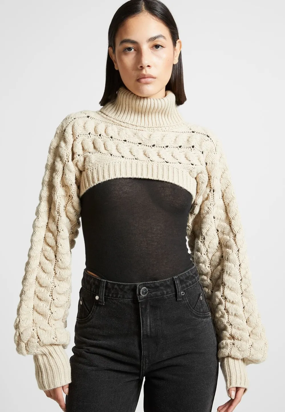 Turtleneck Cable Knit Arm Warmers