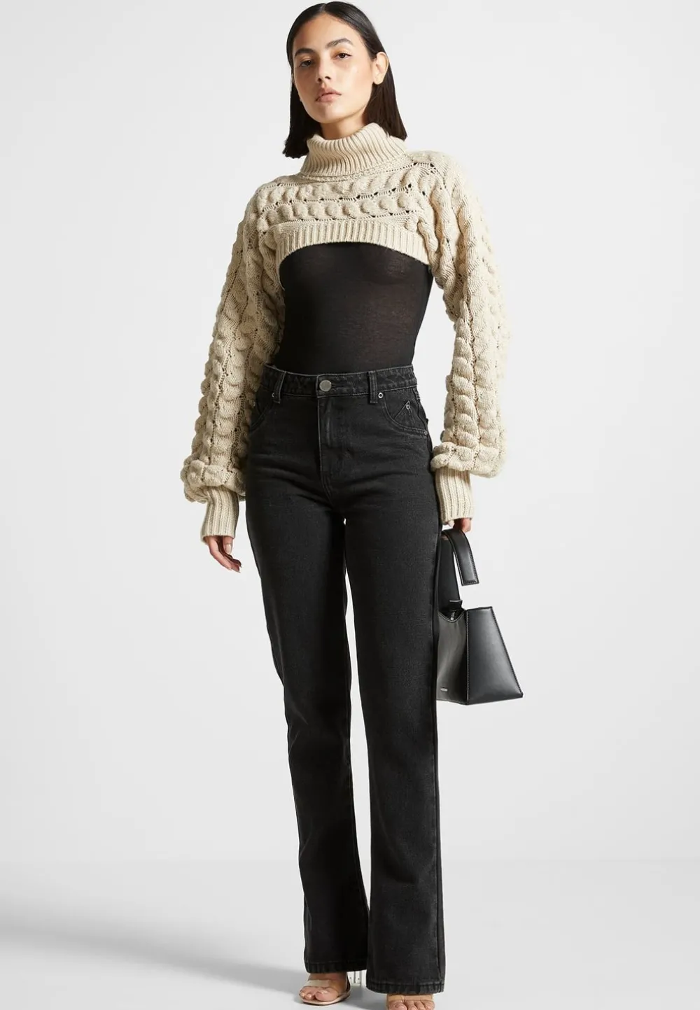 Turtleneck Cable Knit Arm Warmers