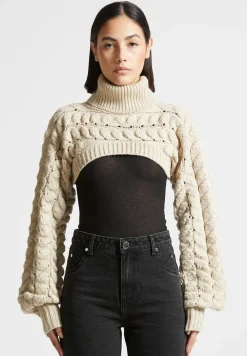Turtleneck Cable Knit Arm Warmers