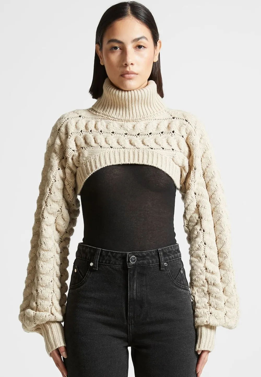 Turtleneck Cable Knit Arm Warmers