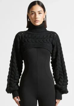 Turtleneck Cable Knit Arm Warmers