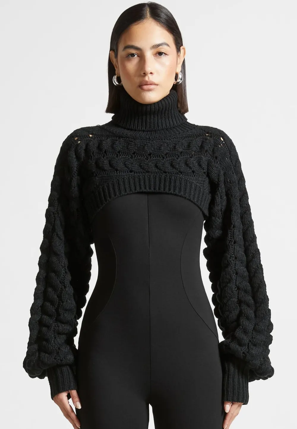 Turtleneck Cable Knit Arm Warmers