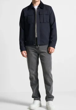 Twill Trucker Jacket With Velvet Collar