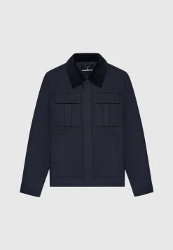 Twill Trucker Jacket With Velvet Collar