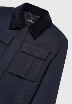 Twill Trucker Jacket With Velvet Collar