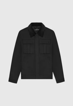 Twill Trucker Jacket With Velvet Collar