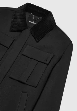 Twill Trucker Jacket With Velvet Collar