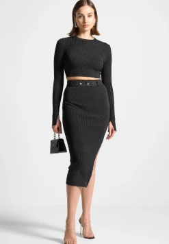 Two-Tone Ribbed Knit Top