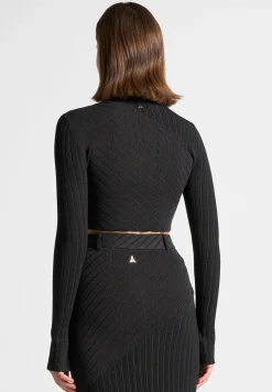 Two-Tone Ribbed Knit Top