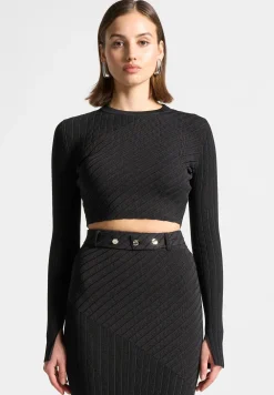 Two-Tone Ribbed Knit Top