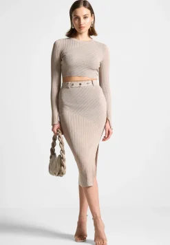 Two-Tone Ribbed Knit Top