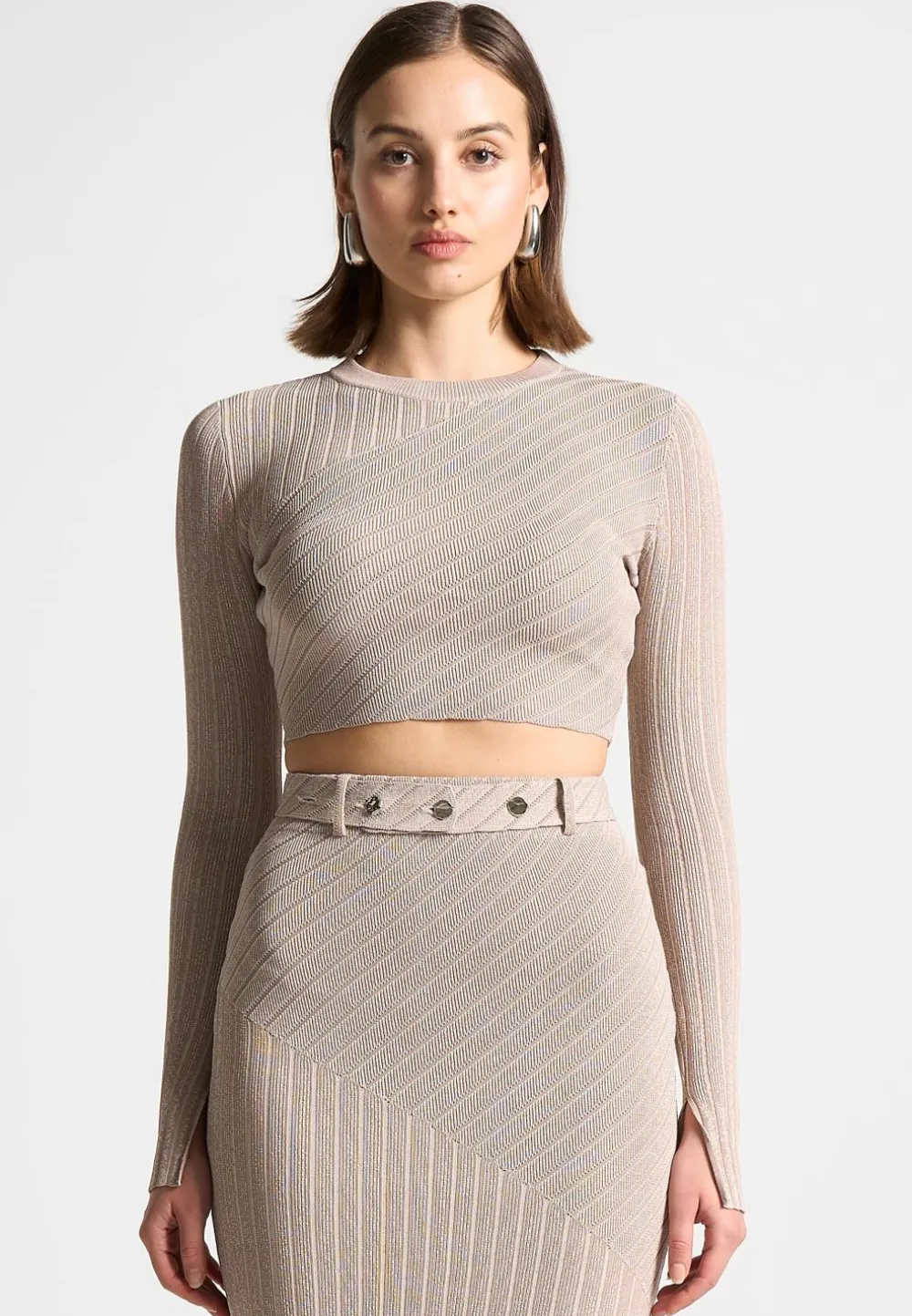 Two-Tone Ribbed Knit Top