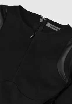 Vegan Leather & Bandage Contour Jumpsuit