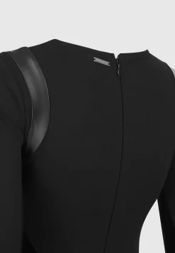 Vegan Leather & Bandage Contour Jumpsuit