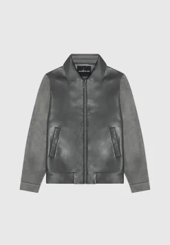 Vegan Leather & Suede Jacket - Grey