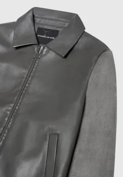 Vegan Leather & Suede Jacket - Grey