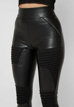 Vegan Leather & Suede Ribbed Legging