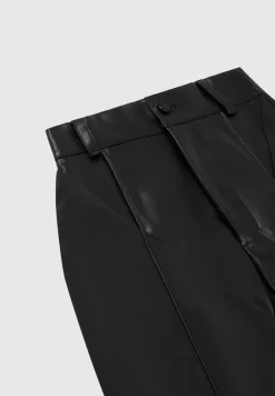 Vegan Leather & Woven Trousers