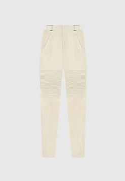 Vegan Leather And Suede Ribbed Leggings