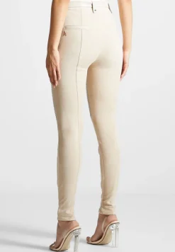 Vegan Leather And Suede Ribbed Leggings