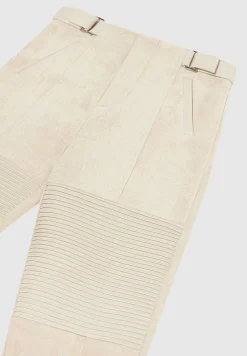 Vegan Leather And Suede Ribbed Leggings