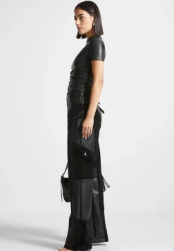 Vegan Leather And Velvet Cargo Pants