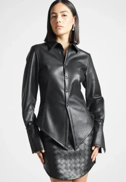 Vegan Leather Angled Shirt