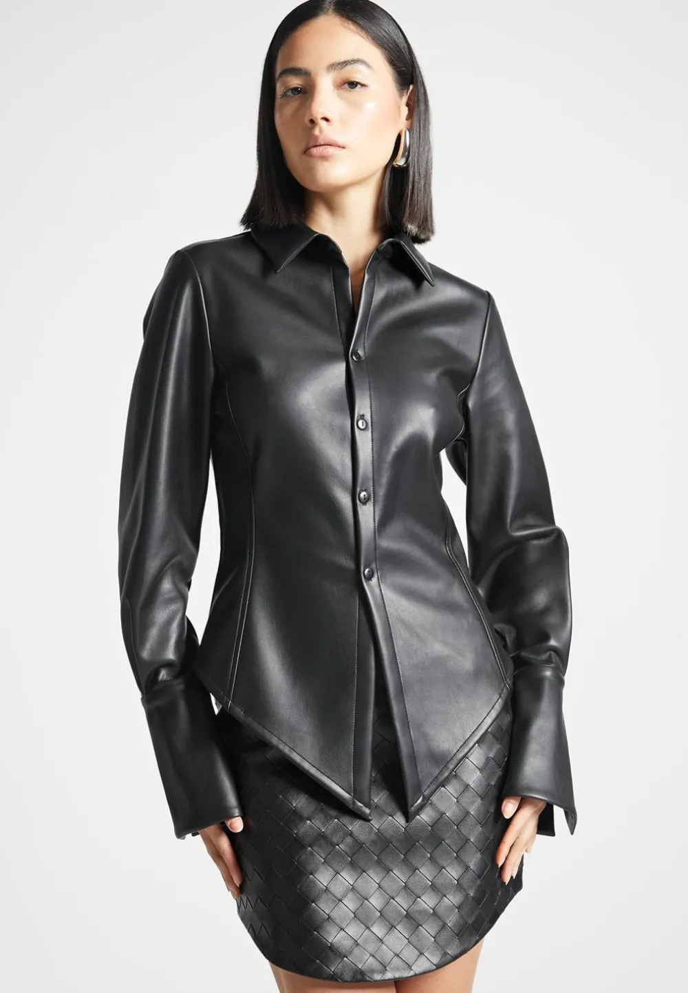 Vegan Leather Angled Shirt