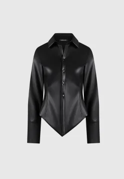 Vegan Leather Angled Shirt