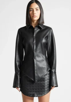 Vegan Leather Angled Shirt