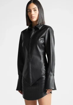 Vegan Leather Angled Shirt