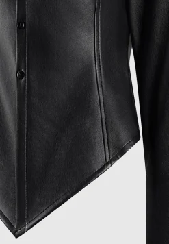 Vegan Leather Angled Shirt