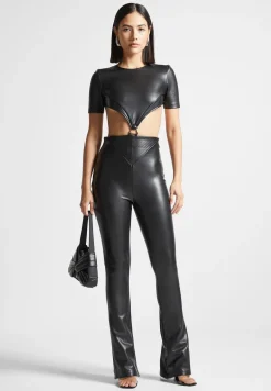 Vegan Leather Backless Jumpsuit